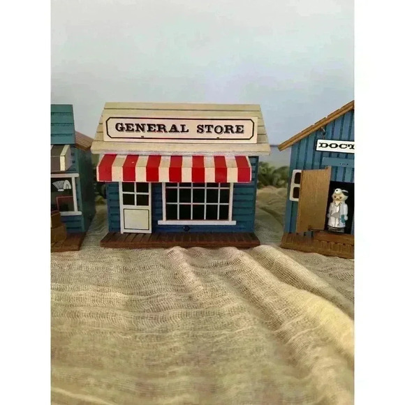 1980s Chinese Craftsmen wood shop music box Christmas decor‎ house village town - Picture 4 of 10